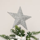 Large Silver Tinsel Star Shaped Christmas Tree Topper