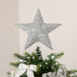 Large Silver Tinsel Star Shaped Christmas Tree Topper