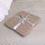 Large Pale Taupe Cable Knit Throw - 160cm x 150cm