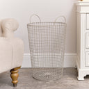 Large Taupe Metal Wire Storage Laundry Basket