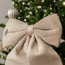 Large Taupe Velvet Christmas Bow - 30cm x 45cm