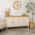 Large Taupe &amp; Wooden 4 Door Sideboard - Claudia Range