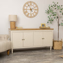 Large Taupe &amp; Wooden 4 Door Sideboard - Claudia Range