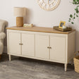 Large Taupe &amp; Wooden 4 Door Sideboard - Claudia Range