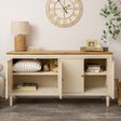 Large Taupe &amp; Wooden 4 Door Sideboard - Claudia Range