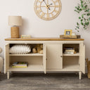 Large Taupe &amp; Wooden 4 Door Sideboard - Claudia Range