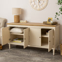 Large Taupe &amp; Wooden 4 Door Sideboard - Claudia Range