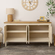 Large Taupe &amp; Wooden 4 Door Sideboard - Claudia Range