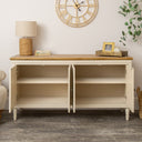 Large Taupe &amp; Wooden 4 Door Sideboard - Claudia Range