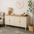 Large Taupe & Wooden 4 Door Sideboard - Claudia Range