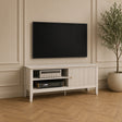 Large Taupe Wooden Fluted TV Cabinet / Media Unit - 120cm x 50cm (47" TV's) - Hales Taupe Range