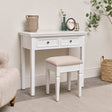 Large White 2 Drawer Dressing Table & Stool Set - Daventry White Range