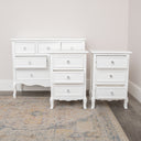 Large White 6 Drawer Chest of Drawers &amp; Pair of 3 Drawer Bedsides - Victoria White Range