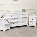 Large White 7 Drawer Chest of Drawers &amp; Pair of Bedside Tables - Daventry White Range