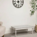 Large White Distressed Glass Table Top Square Coffee Table