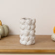 Large White Glazed Ceramic Pumpkin Flower Vase - 18cm