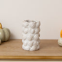 Large White Glazed Ceramic Pumpkin Flower Vase - 18cm