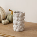 Large White Glazed Ceramic Pumpkin Flower Vase - 18cm