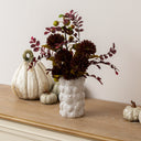 Large White Glazed Ceramic Pumpkin Flower Vase - 18cm