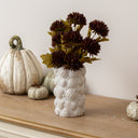 Large White Glazed Ceramic Pumpkin Flower Vase - 18cm