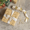 Large White &amp; Gold Shiny Velvet Wired Ribbon Garland - 270cm