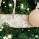 Large White &amp; Gold Shiny Velvet Wired Ribbon Garland - 270cm