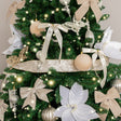 Large White &amp; Gold Shiny Velvet Wired Ribbon Garland - 270cm