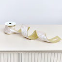Large White &amp; Gold Shiny Velvet Wired Ribbon Garland - 270cm