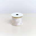 Large White &amp; Gold Shiny Velvet Wired Ribbon Garland - 270cm