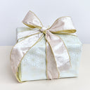 Large White & Gold Shiny Velvet Wired Ribbon Garland - 270cm (2.7m / 106.3')