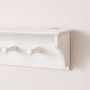 Large White Washed Mango Wooden Wall Shelf with Hooks - 100cm