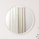 Large White Washed Wooden Round Wall Mirror - 80cm x 80cm