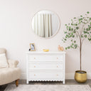 Large White Washed Wooden Round Wall Mirror - 80cm x 80cm
