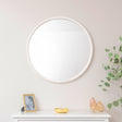 Large White Washed Wooden Round Wall Mirror - 80cm x 80cm