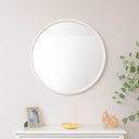 Large White Washed Wooden Round Wall Mirror - 80cm x 80cm