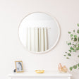 Large White Washed Wooden Round Wall Mirror - 80cm x 80cm