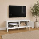 Large White Wooden Fluted TV Cabinet / Media Storage Unit - 120cm x 50cm (47" TV's) - Hales White Range