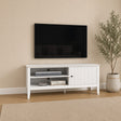 Large White Wooden Fluted TV Cabinet / Media Storage Unit - 120cm x 50cm (47" TV's) - Hales White Range