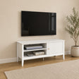 Large White Wooden Fluted TV Cabinet / Media Storage Unit - 120cm x 50cm (47" TV's) - Hales White Range