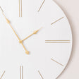 Large White Wooden Grain &amp; Gold Detailed Wall Clock - 70cm x 70cm