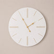 Large White Wooden Grain & Gold Detailed Wall Clock - 70cm x 70cm