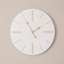 Large White Wooden Grain & Gold Detailed Wall Clock - 70cm x 70cm
