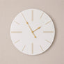 Large White Wooden Grain & Gold Detailed Wall Clock - 70cm x 70cm