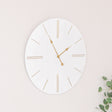 Large White Wooden Grain &amp; Gold Detailed Wall Clock - 70cm x 70cm