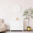 Large White Wooden Grain &amp; Gold Detailed Wall Clock - 70cm x 70cm