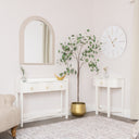 Large White Wooden Grain &amp; Gold Detailed Wall Clock - 70cm x 70cm