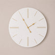 Large White Wooden Grain &amp; Gold Detailed Wall Clock - 70cm x 70cm