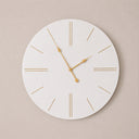 Large White Wooden Grain &amp; Gold Detailed Wall Clock - 70cm x 70cm