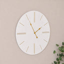 Large White Wooden Grain &amp; Gold Detailed Wall Clock - 70cm x 70cm