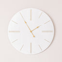 Large White Wooden Grain & Gold Detailed Wall Clock - 70cm x 70cm